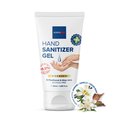 Northmed Premium Alcohol-Free Hand Sanitizer Gel with Jasmine, Vanilla & Cedar bark aroma, 50ml