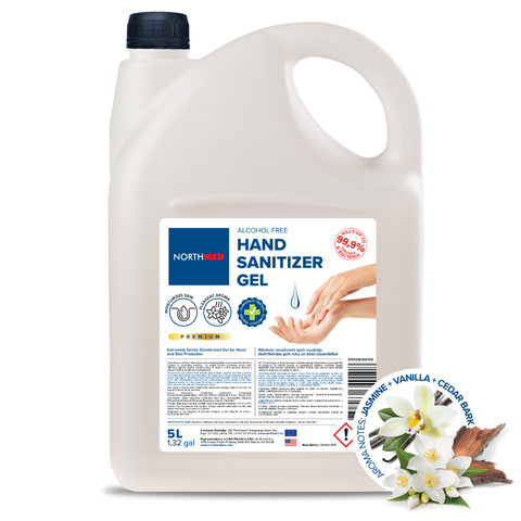 Northmed Premium Alcohol-Free Hand Sanitizer Gel with Jasmine, Vanilla & Cedar bark aroma, 5L