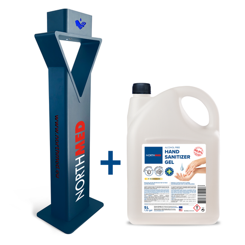 Northmed Premium Portable Disinfection Stand with Touch-Free Gel or Liquid Dispenser