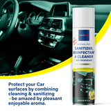 Northmed Premium Alcohol-Free Sanitizer, Disinfectant & Cleaner for Car Interior Surfaces +Air Freshener (Lemon & Sugarcane aroma), 250ml