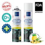 Northmed Premium Alcohol-Free Sanitizer, Disinfectant & Cleaner for Car Interior Surfaces +Air Freshener (Lemon & Sugarcane aroma), 250ml