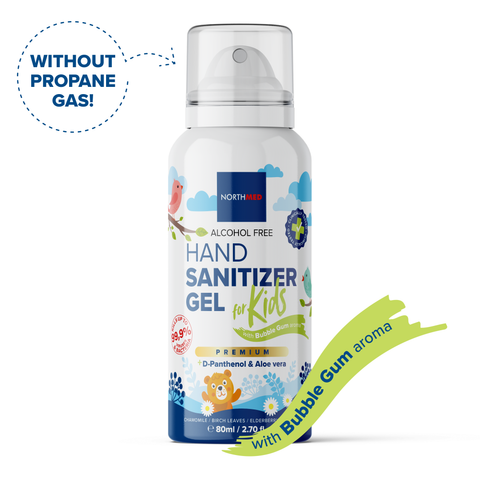 Northmed Premium Alcohol-Free Hand Sanitizer Gel for Kids with Bubble Gum aroma Spray, 80ml